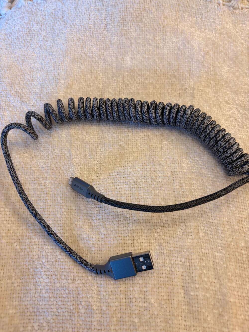 Chargesync 14” USB-A to Lightning Helix Cable in Grey Ventev